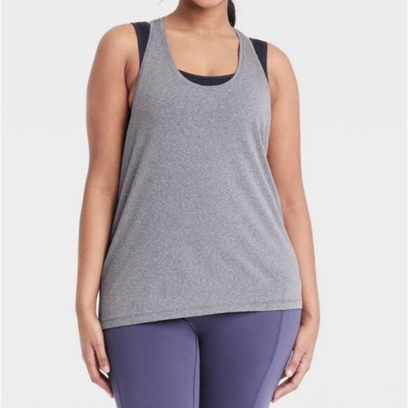 All In Motion - Women's Essential Racerback Tank Top - Heathered Black - XL - Picture 1 of 14